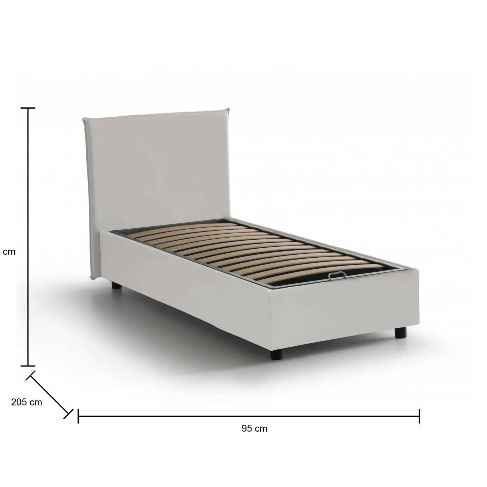 Letto singolo Asio, adatto per materasso Cm 80x190,<Dmora Discount