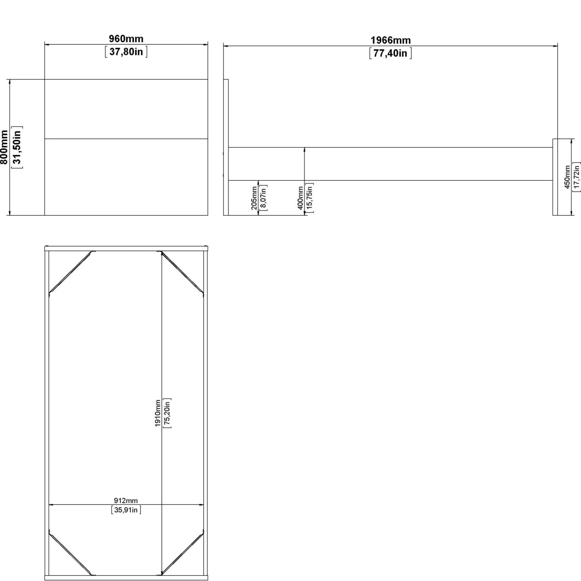 Letto singolo Assar, 96x197 h80 cm, Bianco<Dmora Outlet