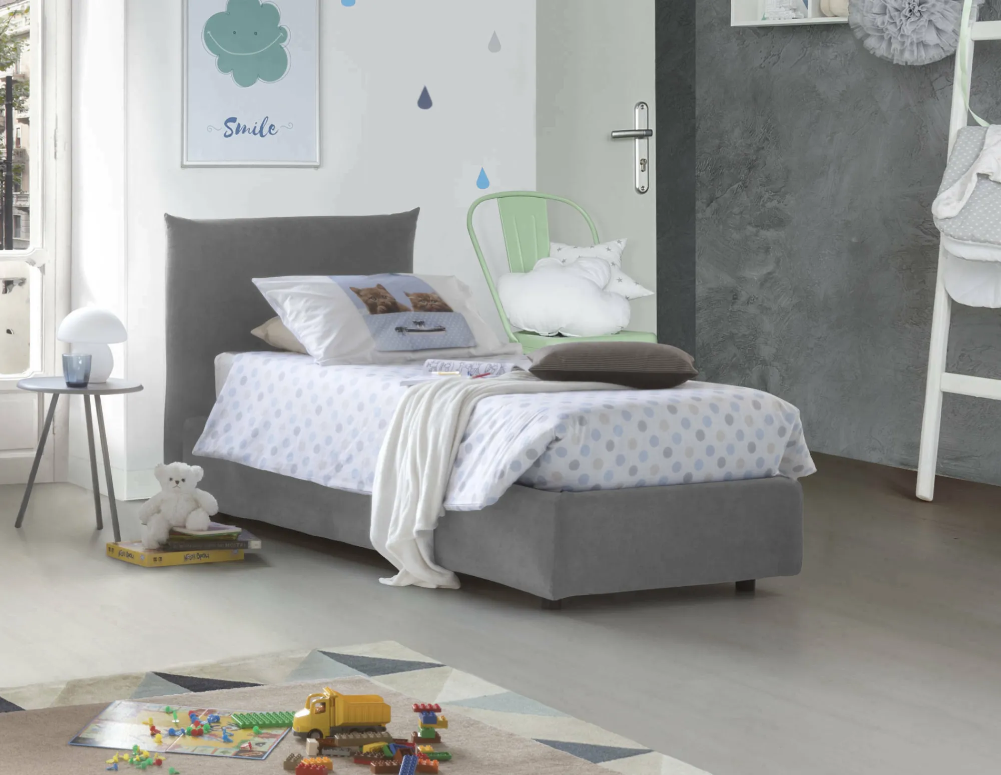 Letto singolo Astianatte, con materasso Cm 80x190 incluso,<Dmora Best
