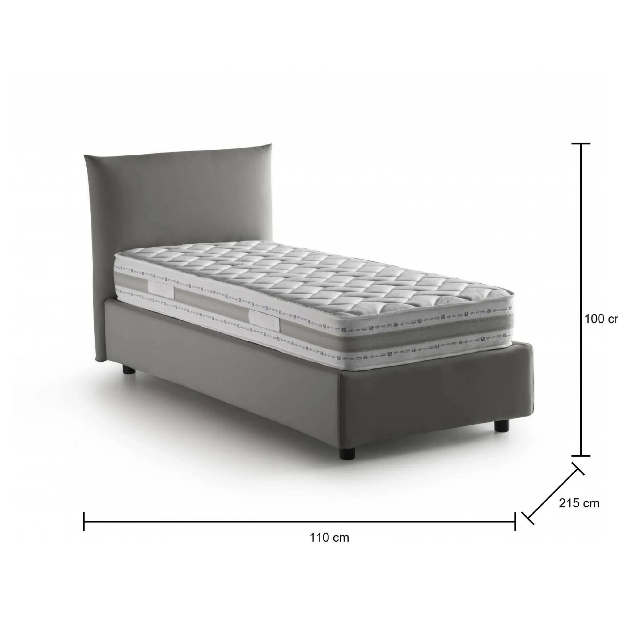 Letto singolo Astianatte, con materasso Cm 80x190 incluso,<Dmora Best