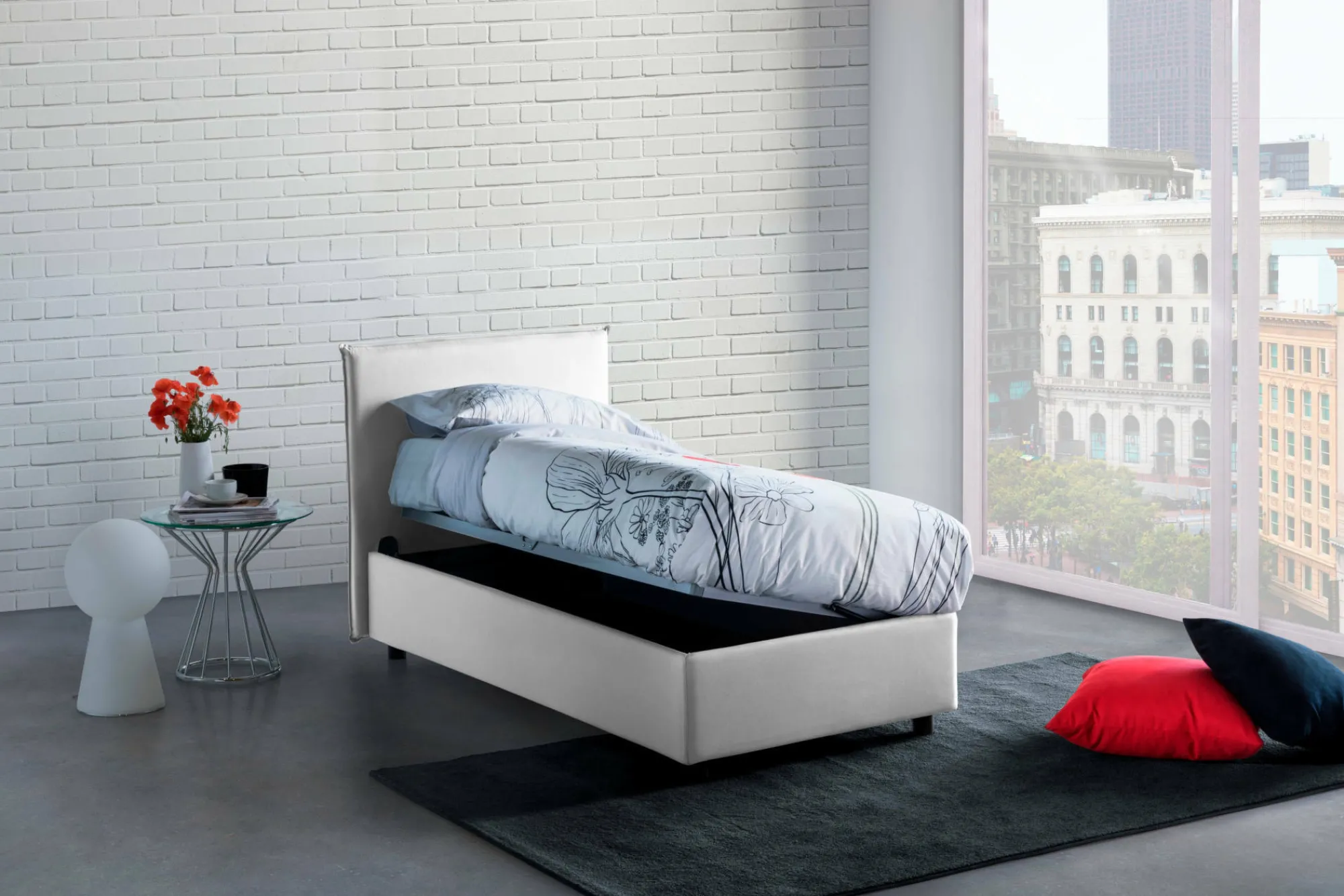 Letto singolo Astor, con materasso Cm 80x190 incluso,<Dmora Discount
