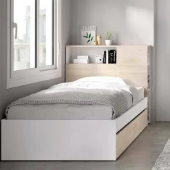 Letto singolo Asturno, 99x218 h96 cm, Rovere e Bianco<Dmora Best