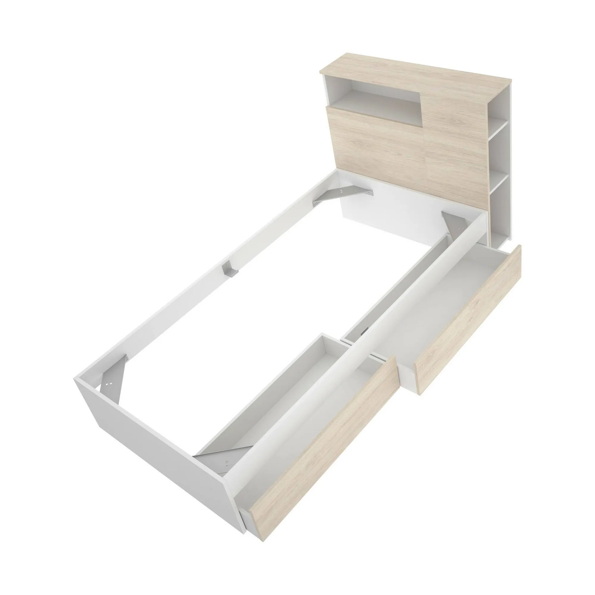 Letto singolo Asturno, 99x218 h96 cm, Rovere e Bianco<Dmora Best