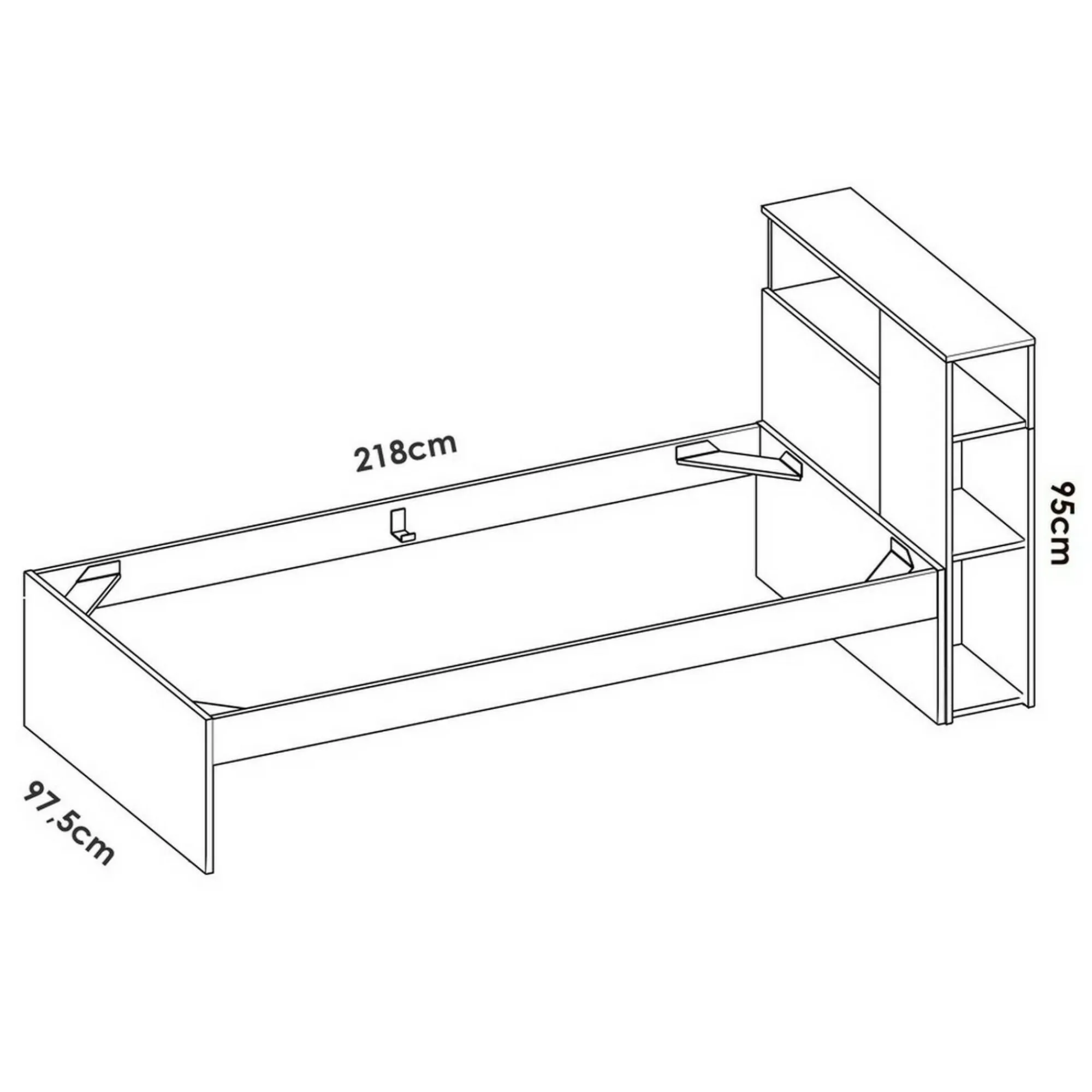 Letto singolo Asturno, 99x218 h96 cm, Rovere e Bianco<Dmora Best