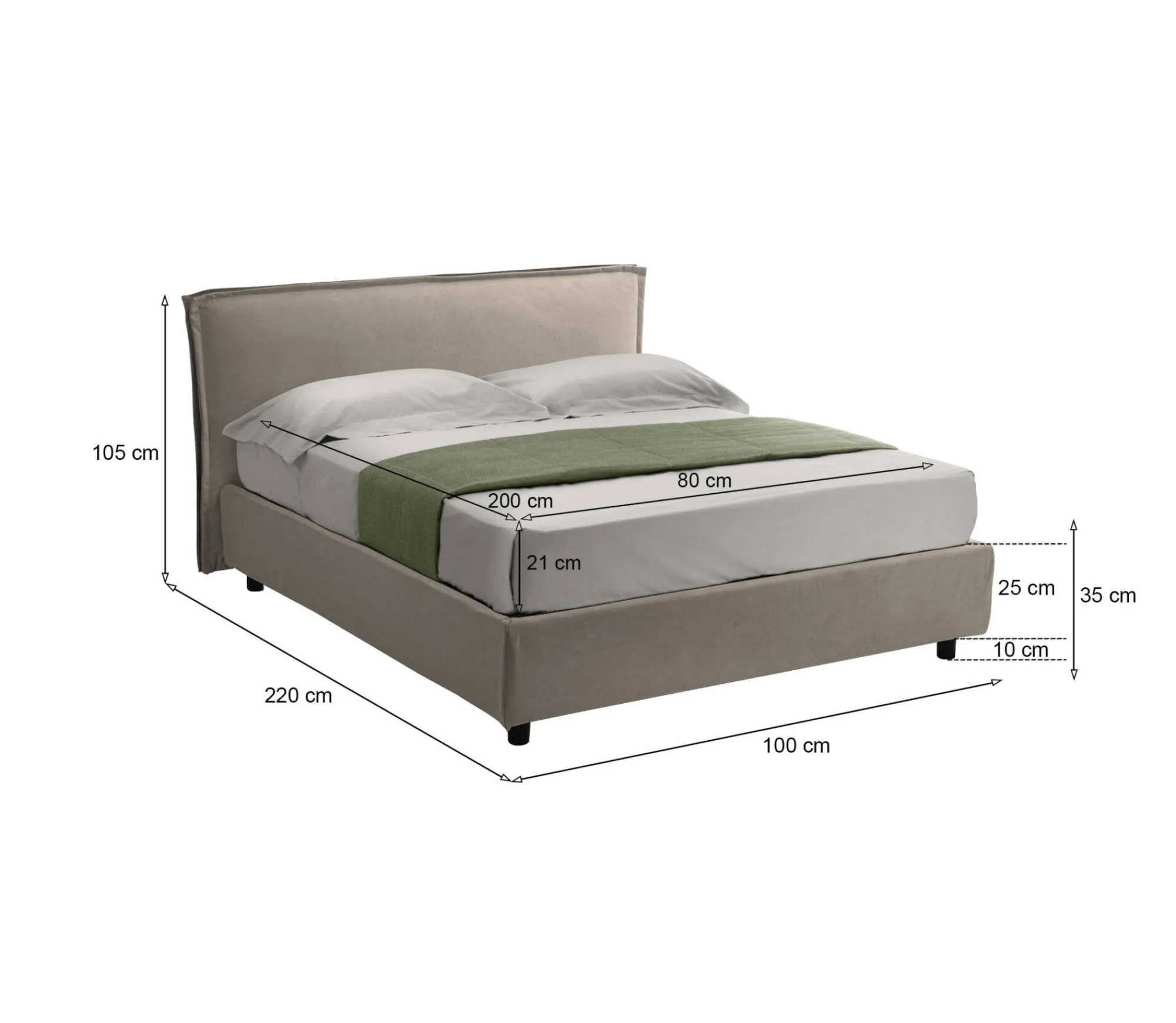 Letto singolo Atrelmo, Con materasso Cm 80x200 incluso,<Dmora New