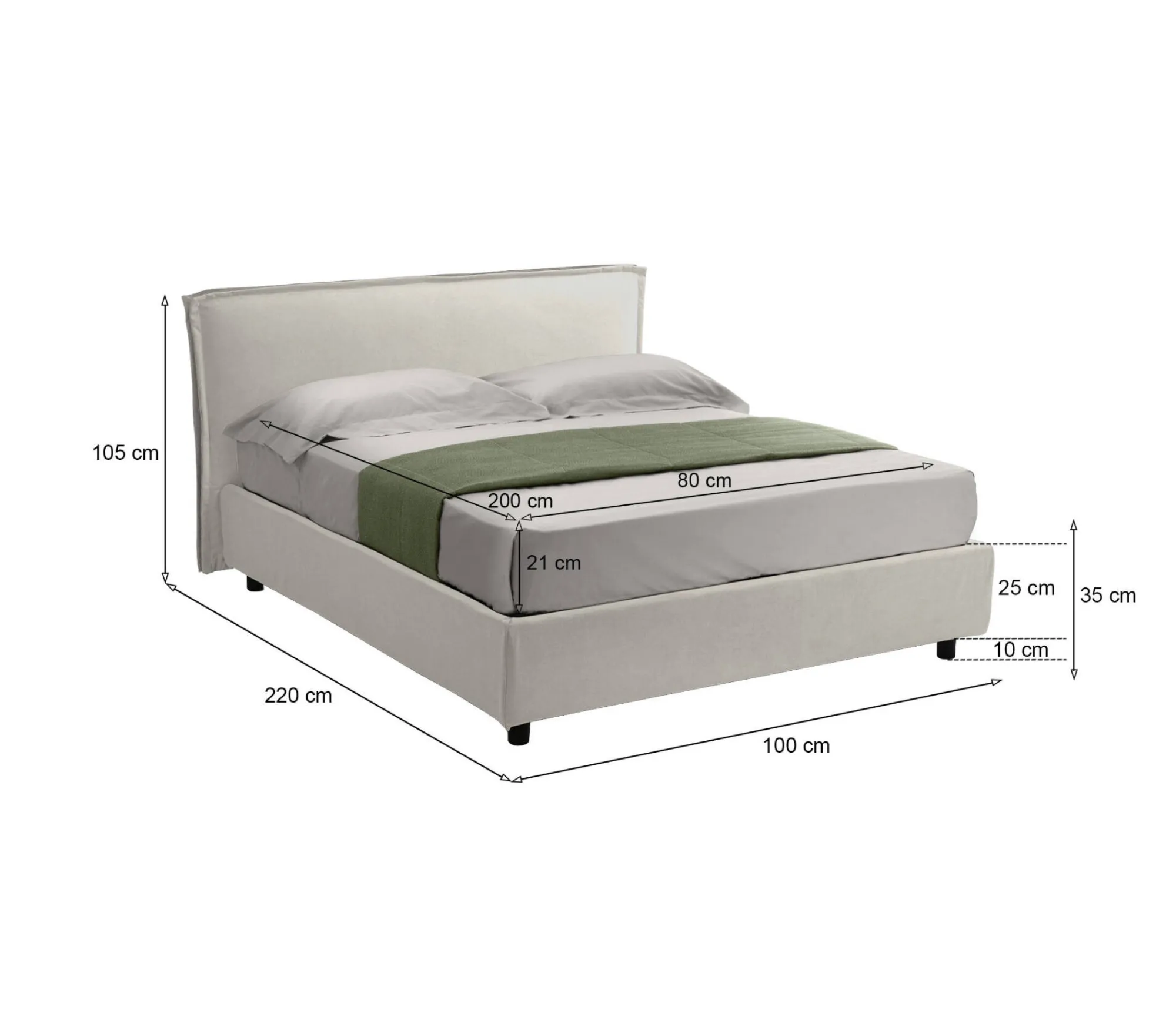 Letto singolo Atrelmo, Con materasso Cm 80x200 incluso,<Dmora Outlet