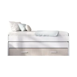Letto singolo Auguste, 200x98 h70 cm, Bianco e Rovere<Dmora Cheap