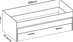 Letto singolo Auguste, 200x98 h70 cm, Bianco e Rovere<Dmora Cheap