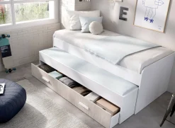 Letto singolo Auguste, 200x98 h70 cm, Bianco e Rovere<Dmora Cheap