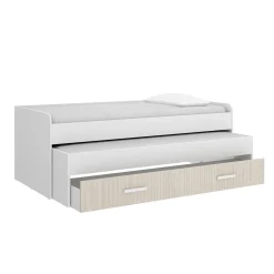 Letto singolo Auguste, 200x98 h70 cm, Bianco e Rovere<Dmora Cheap