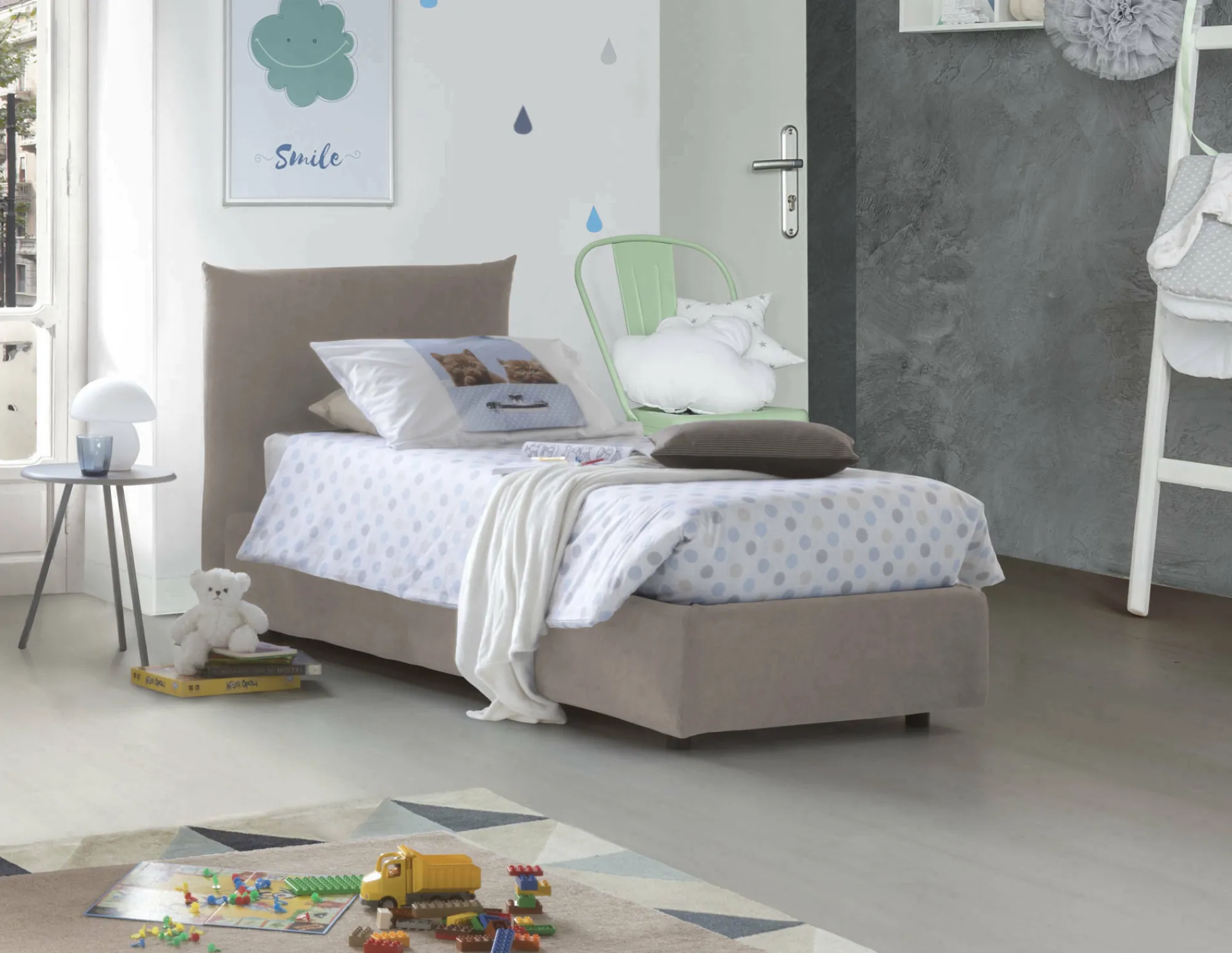 Letto singolo Azeglio, con materasso Cm 80x190 incluso,<Dmora Outlet