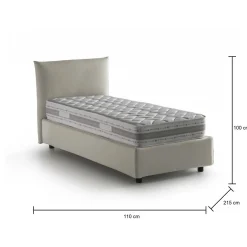 Letto singolo Azeglio, con materasso Cm 80x190 incluso,<Dmora Best