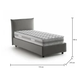Letto singolo Azeglio, con materasso Cm 80x190 incluso,<Dmora Outlet