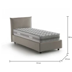 Letto singolo Azeglio, con materasso Cm 80x190 incluso,<Dmora Outlet