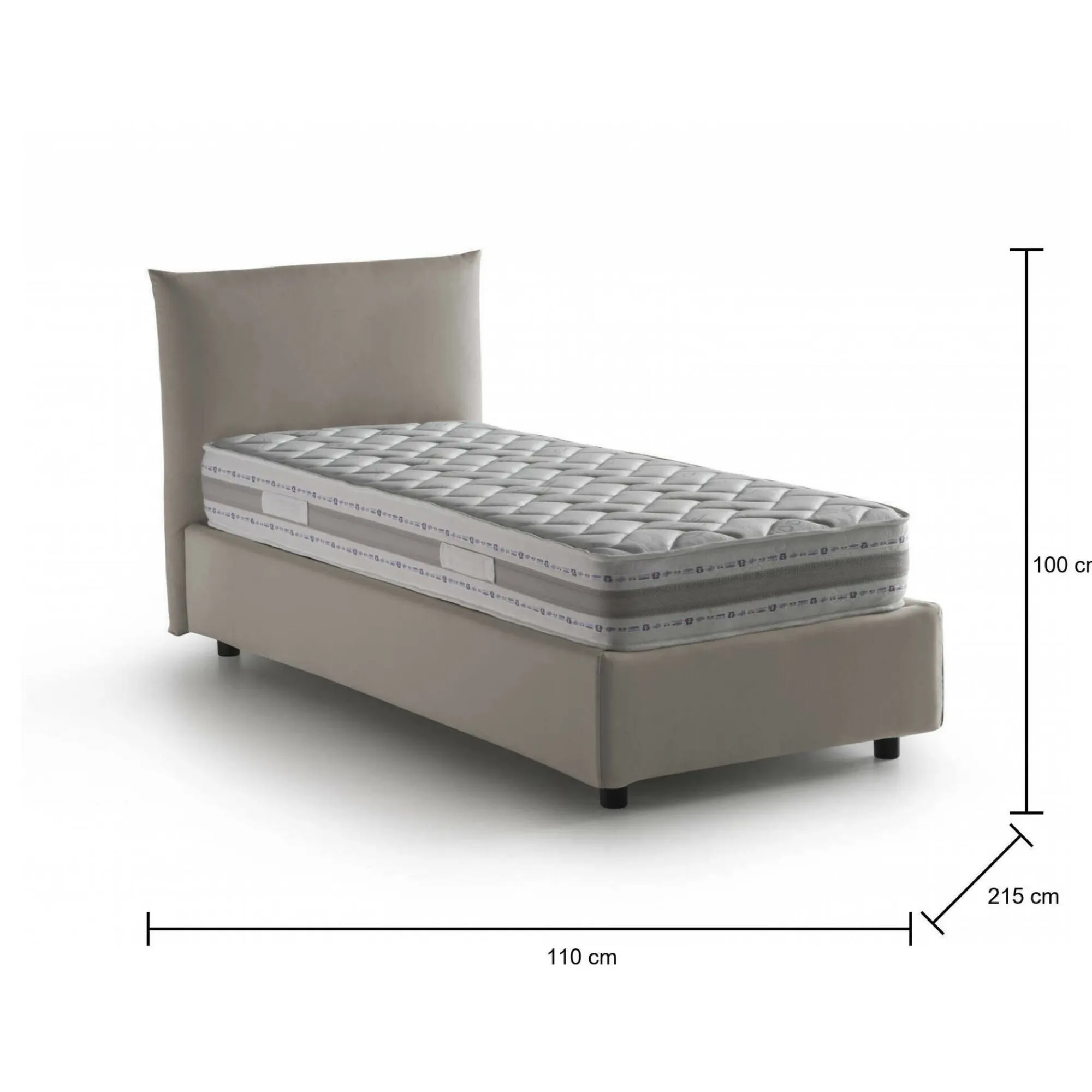 Letto singolo Azeglio, con materasso Cm 80x190 incluso,<Dmora Outlet