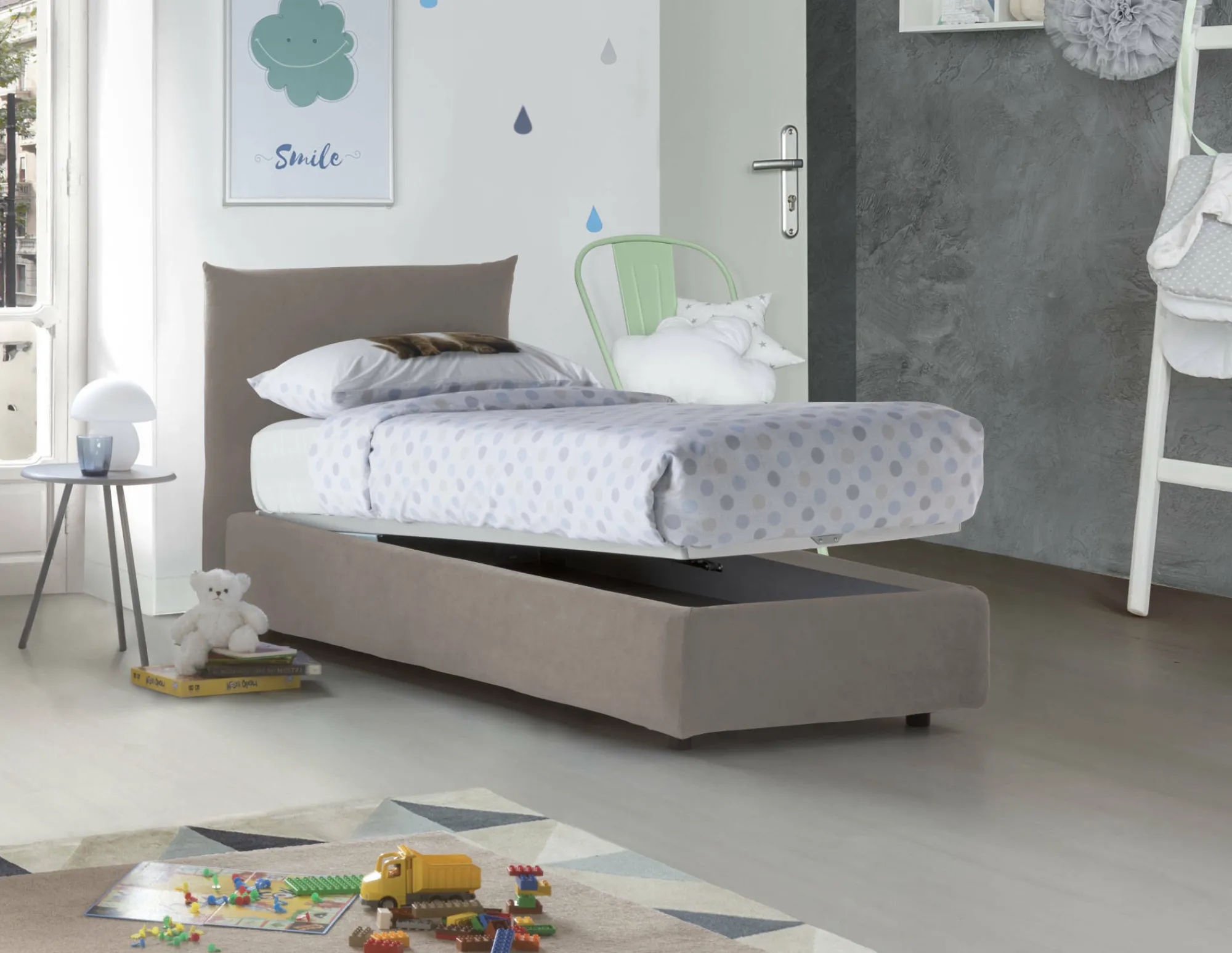 Letto singolo Azeglio, con materasso Cm 80x190 incluso,<Dmora Outlet