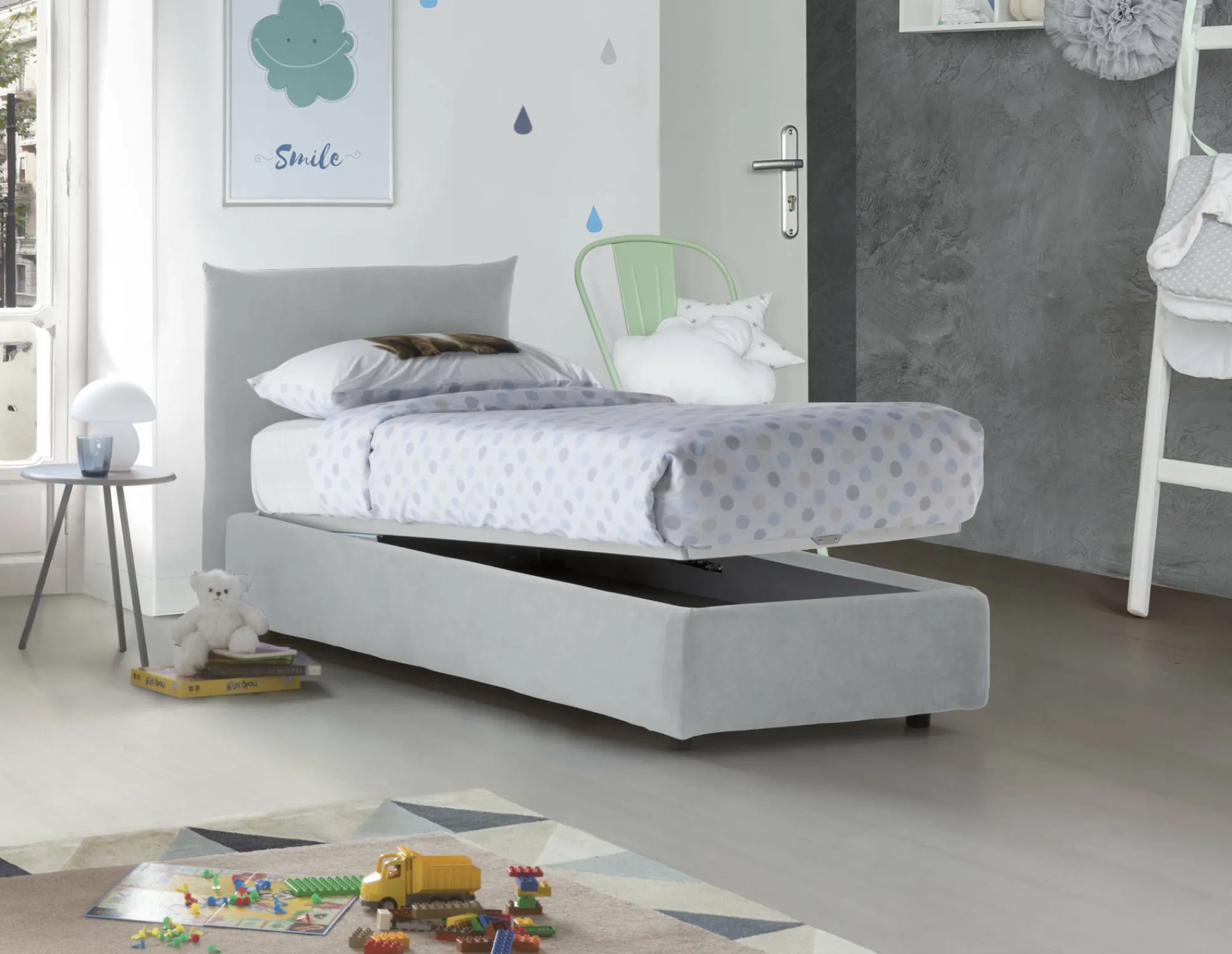 Letto singolo Azeglio, con materasso Cm 80x190 incluso,<Dmora Fashion