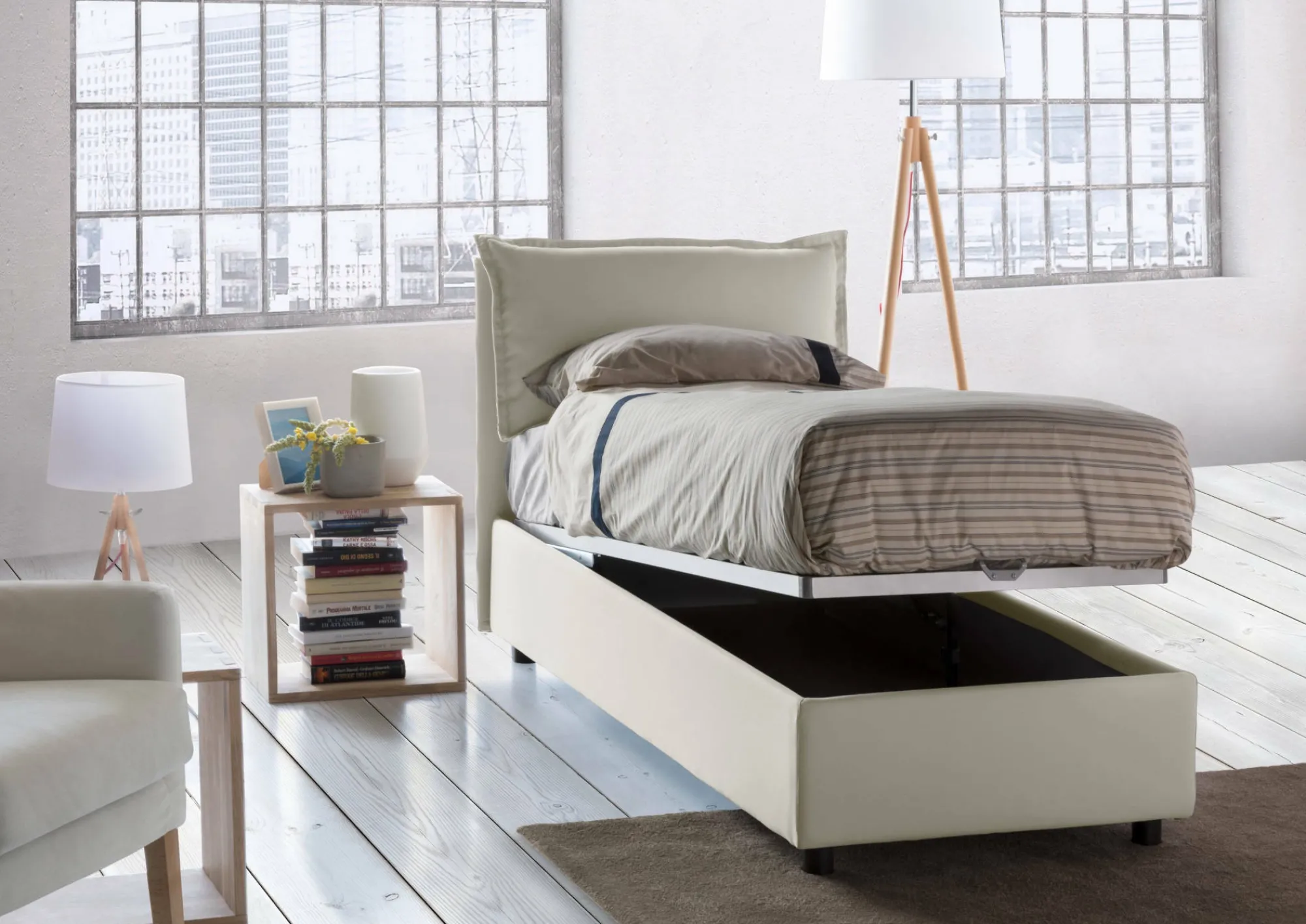 Letto singolo Azzurrino, adatto per materasso Cm 80x200,<Dmora Best Sale