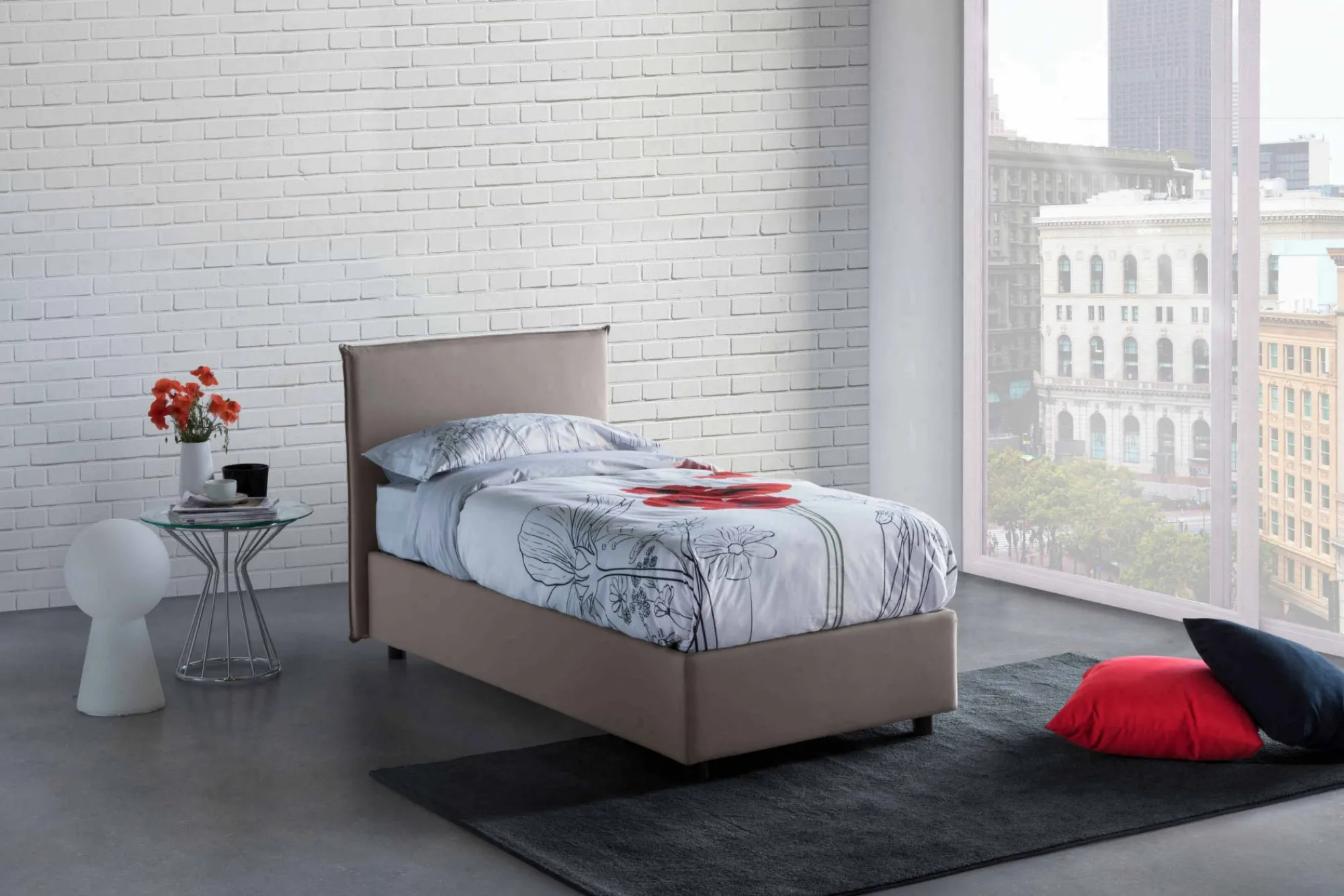 Letto singolo Boudicca, con materasso Cm 80x200 incluso,<Dmora Store