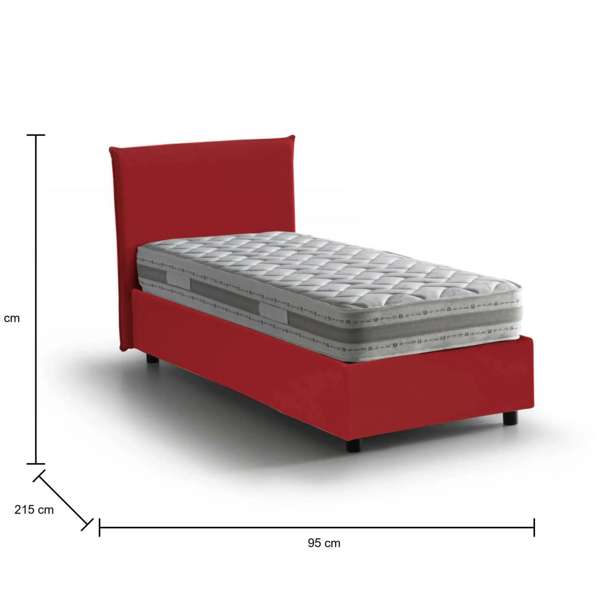 Letto singolo Boudicca, con materasso Cm 80x200 incluso,<Dmora Sale