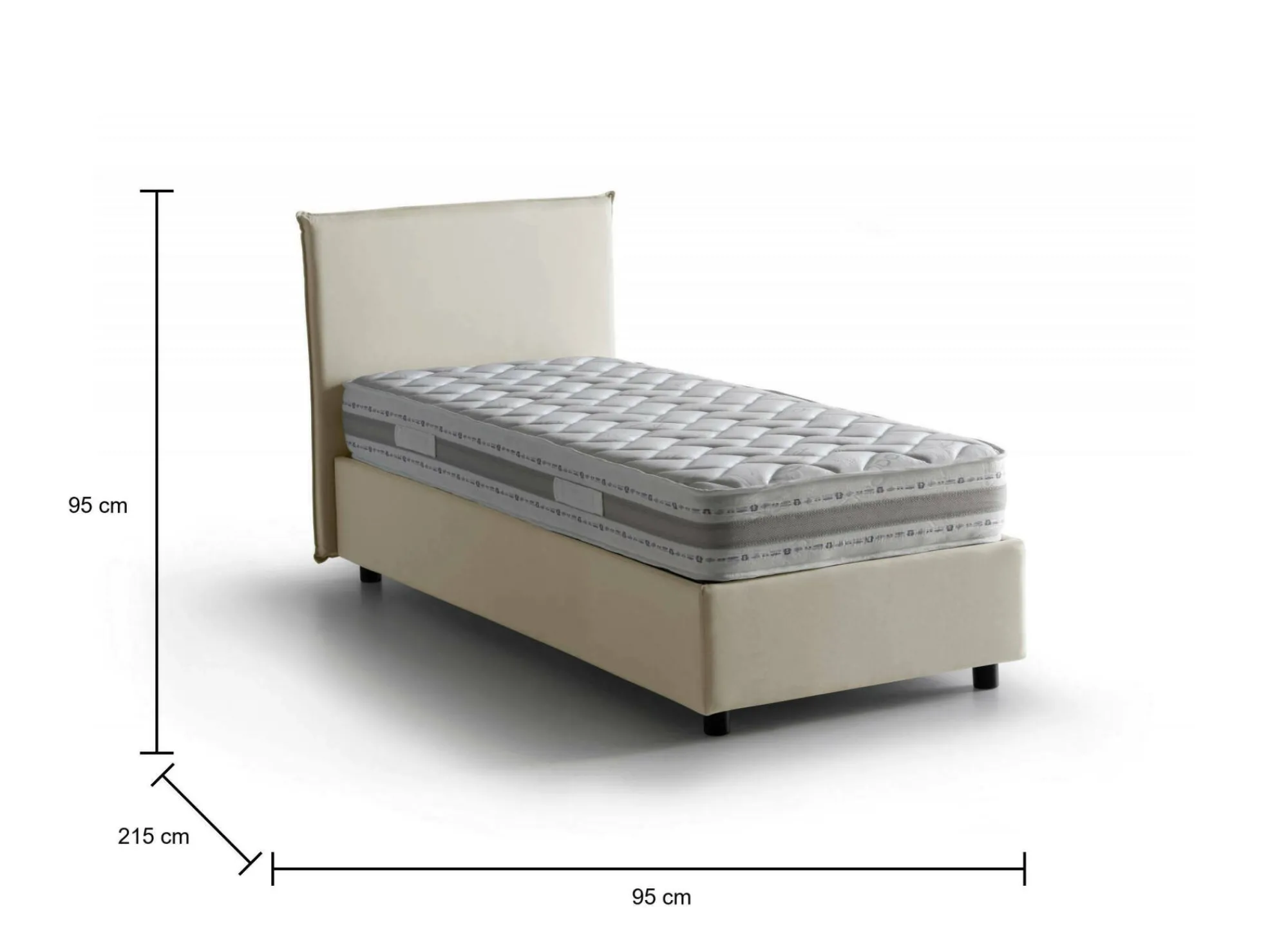 Letto singolo Boudicca, con materasso Cm 80x200 incluso,<Dmora Shop