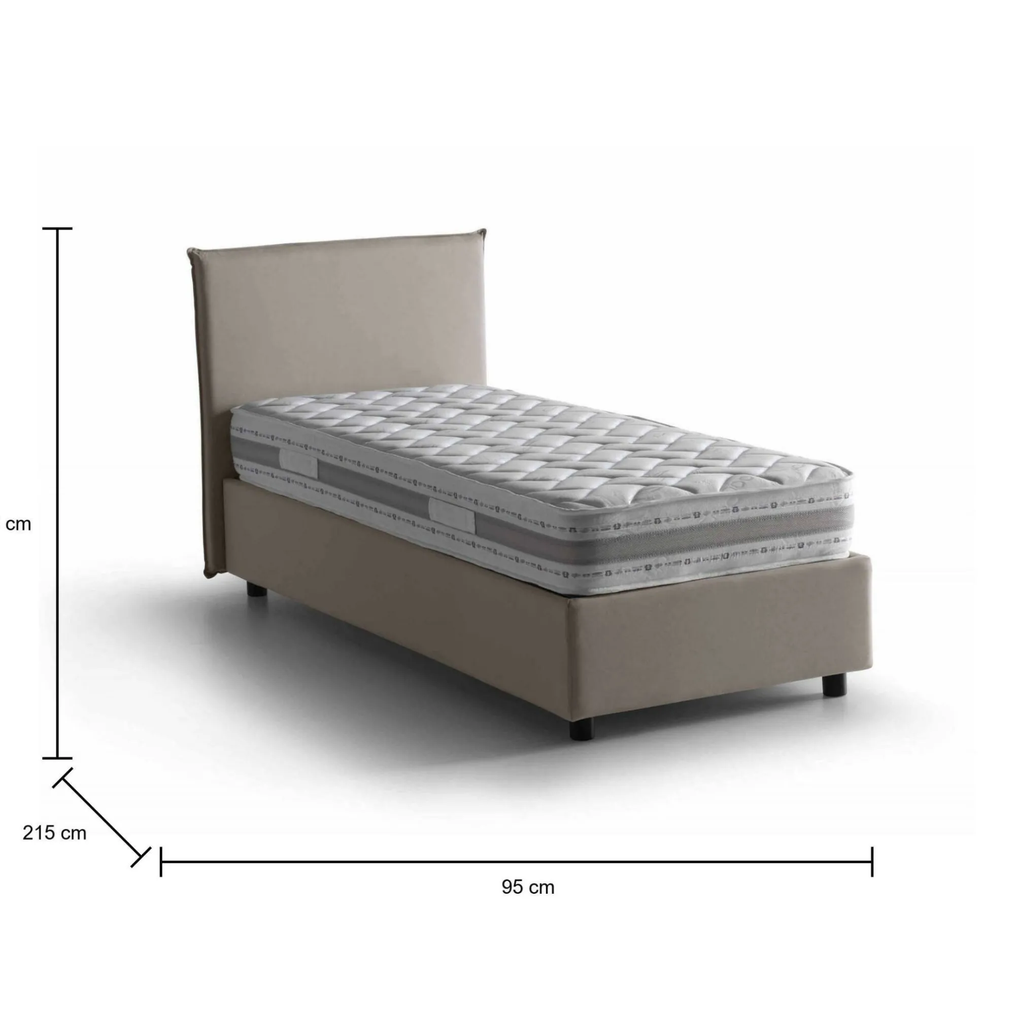 Letto singolo Boudicca, con materasso Cm 80x200 incluso,<Dmora Store
