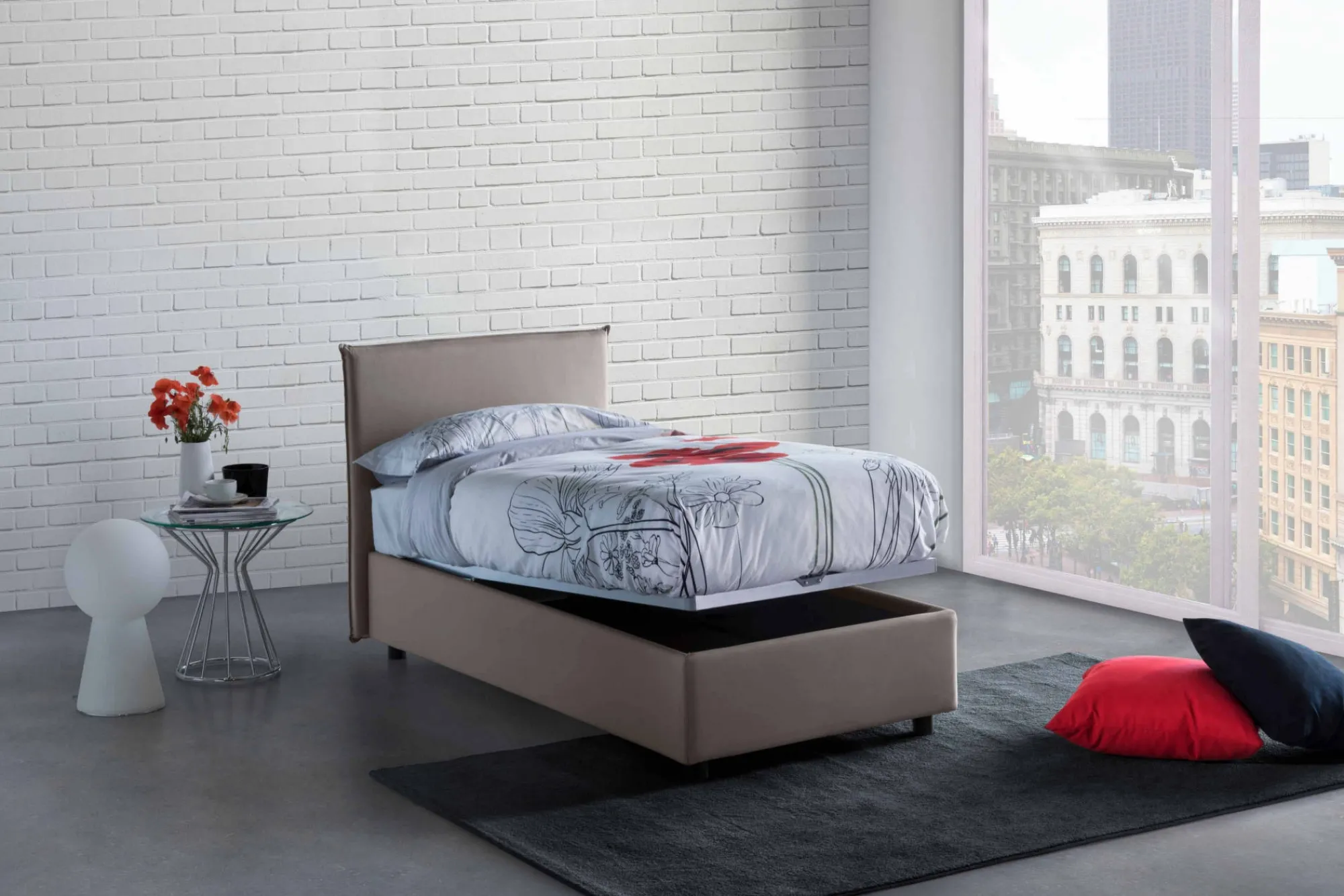 Letto singolo Boudicca, con materasso Cm 80x200 incluso,<Dmora Store