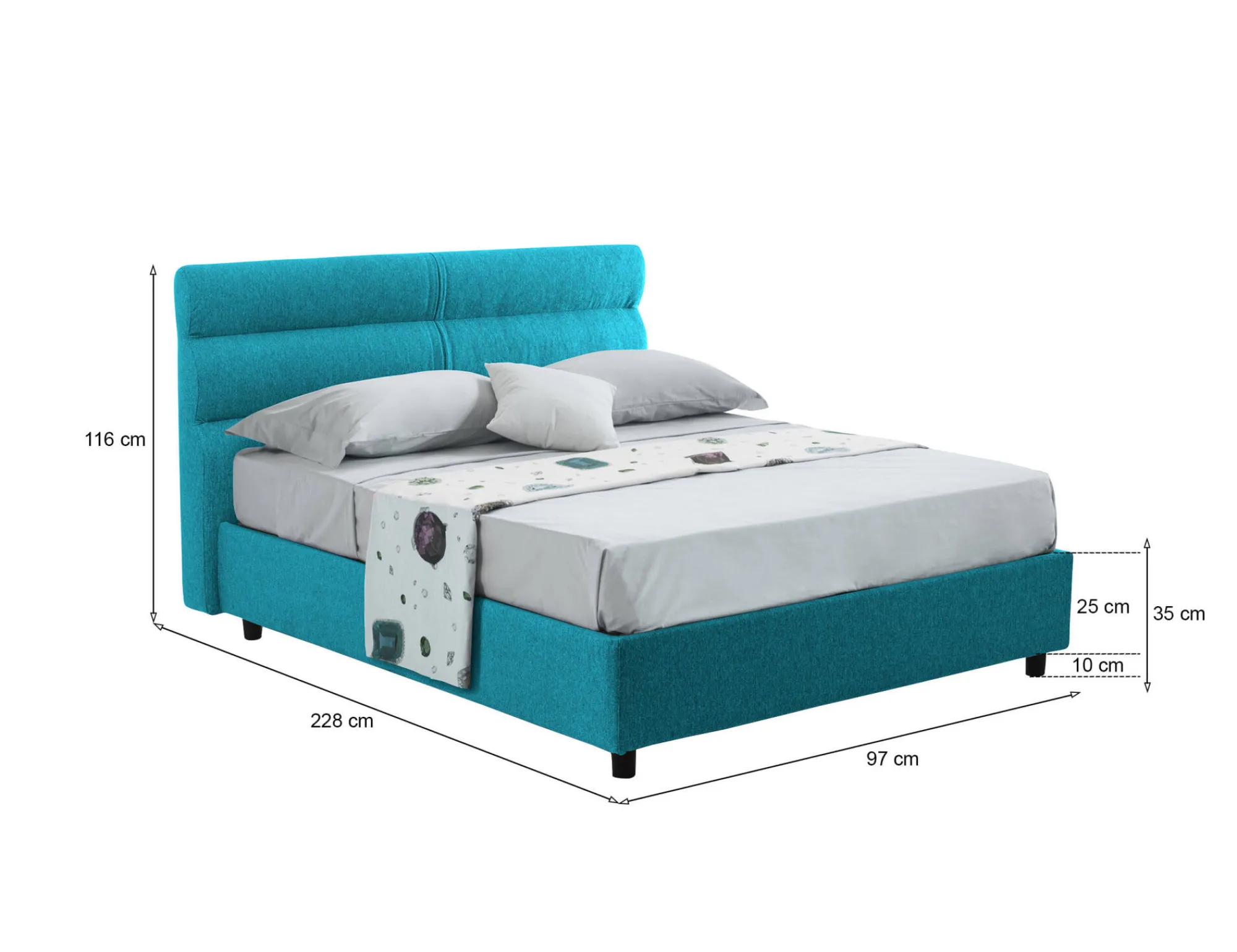 Letto singolo Brenta, Adatto a materasso Cm 80x200,<Dmora Cheap