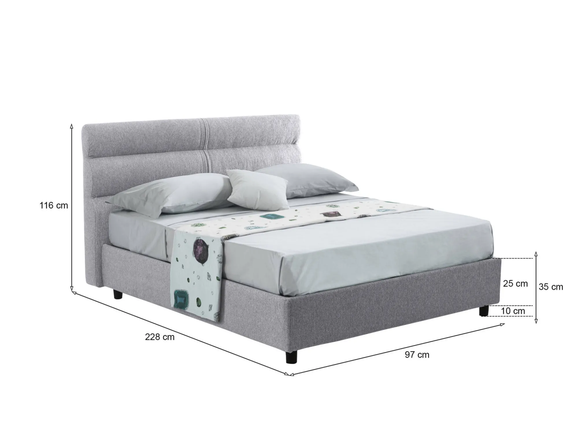 Letto singolo Brenta, Adatto a materasso Cm 80x200,<Dmora Hot