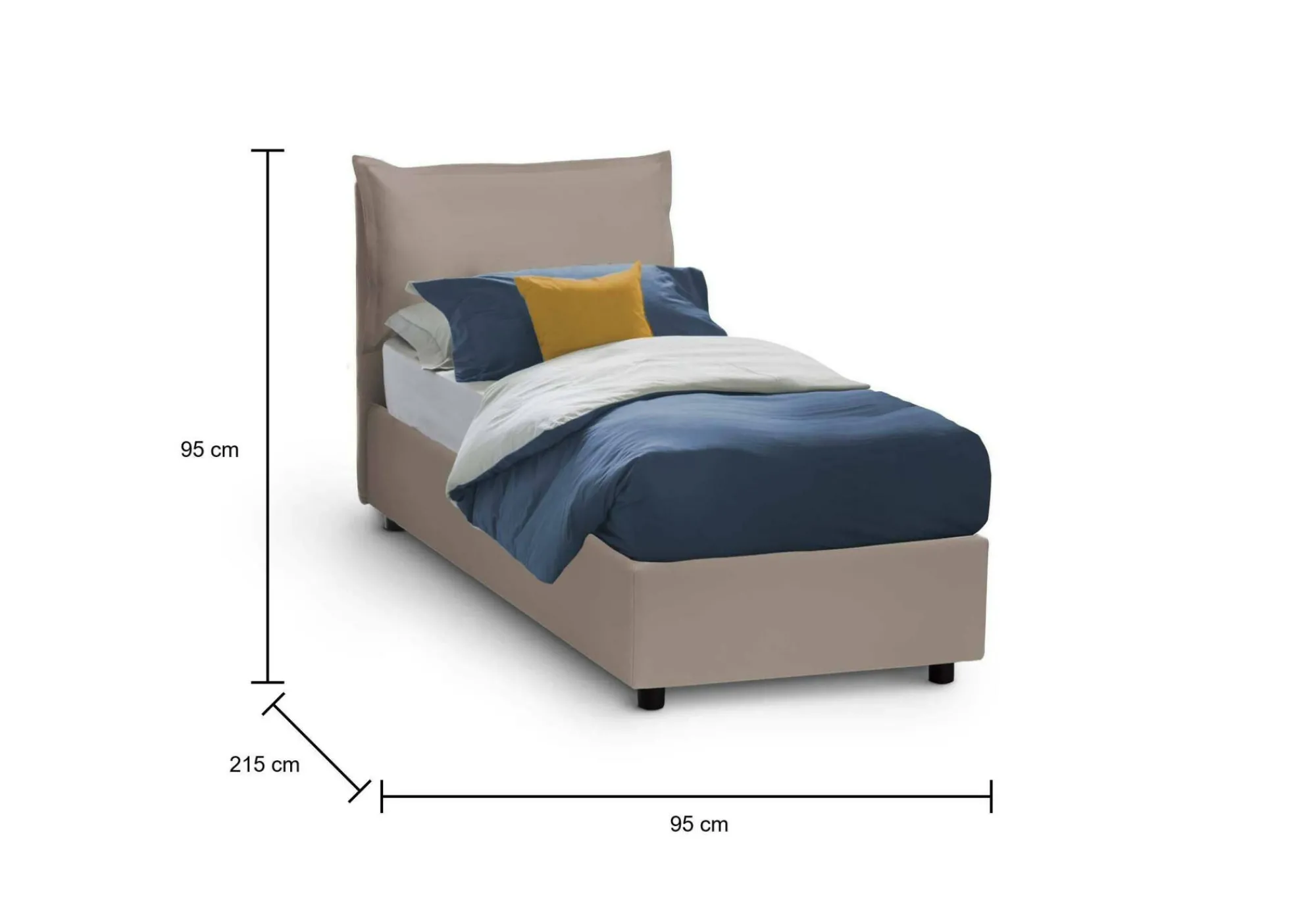 Letto singolo Delhi, con materasso Cm 80x200 incluso,<Dmora Clearance