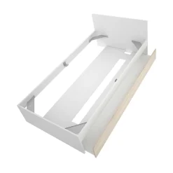 Letto singolo Denglis, 96x195 h67 cm, Bianco e Rovere<Dmora Cheap