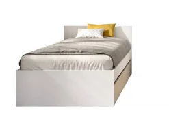 Letto singolo Denglis, 96x195 h67 cm, Bianco e Rovere<Dmora Cheap