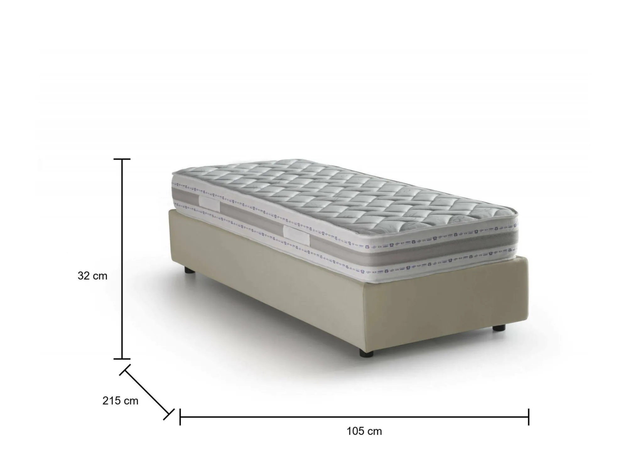 Letto singolo Dmorier, con materasso Cm 90x200 incluso,<Dmora Clearance