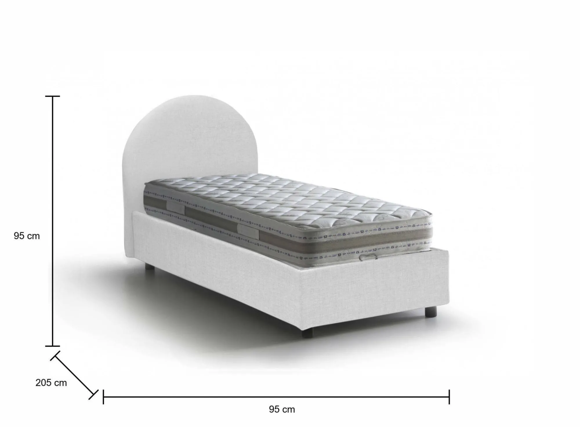 Letto singolo Egle, con materasso Cm 80x190 incluso,<Dmora Flash Sale