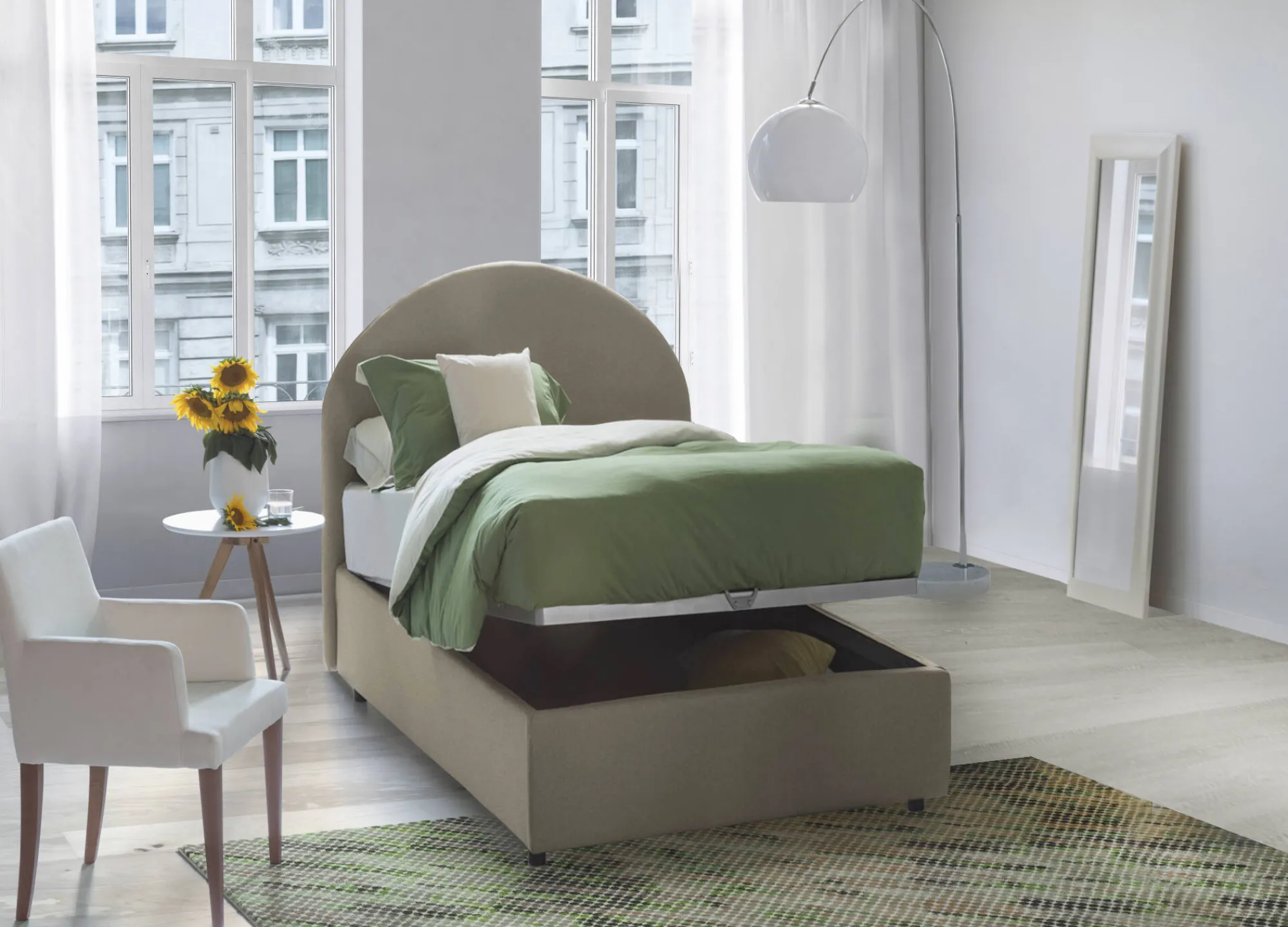 Letto singolo Egle, con materasso Cm 80x190 incluso,<Dmora Hot