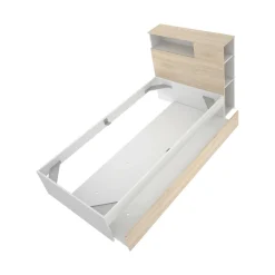 Letto singolo Evelina, 99x218 h96 cm, Rovere e Bianco<Dmora Cheap