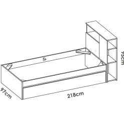 Letto singolo Evelina, 99x218 h96 cm, Rovere e Bianco<Dmora Cheap