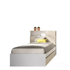 Letto singolo Evelina, 99x218 h96 cm, Rovere e Bianco<Dmora Cheap