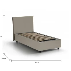 Letto singolo Grecale, adatto per materasso Cm 80x190,<Dmora Cheap