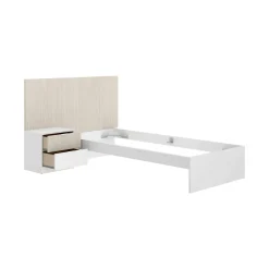 Letto singolo Guillermo, 146x195 h106 cm, Bianco e Rovere<Dmora Best Sale