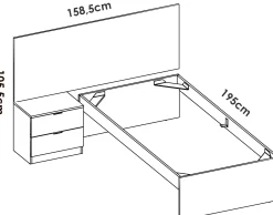 Letto singolo Guillermo, 146x195 h106 cm, Bianco e Rovere<Dmora Best Sale