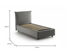 Letto singolo Ippolito, adatto per materasso Cm 80x190,<Dmora Flash Sale