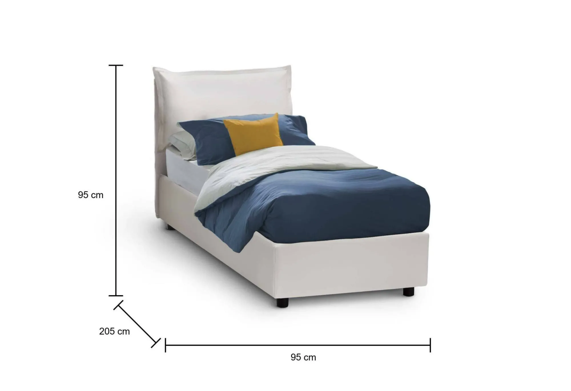 Letto singolo Janet, con materasso Cm 80x190 incluso,<Dmora Flash Sale
