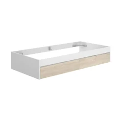 Letto singolo Neki, 96x195 h40 cm, Bianco e Rovere<Dmora Best