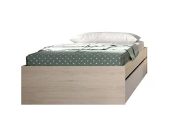 Letto singolo Neki, 96x195 h40 cm, Rovere e Bianco<Dmora Best