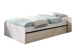 Letto singolo Neki, 96x195 h40 cm, Bianco e Rovere<Dmora Best