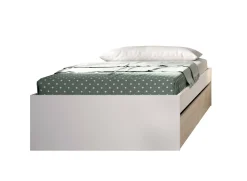 Letto singolo Neki, 96x195 h40 cm, Bianco e Rovere<Dmora Best