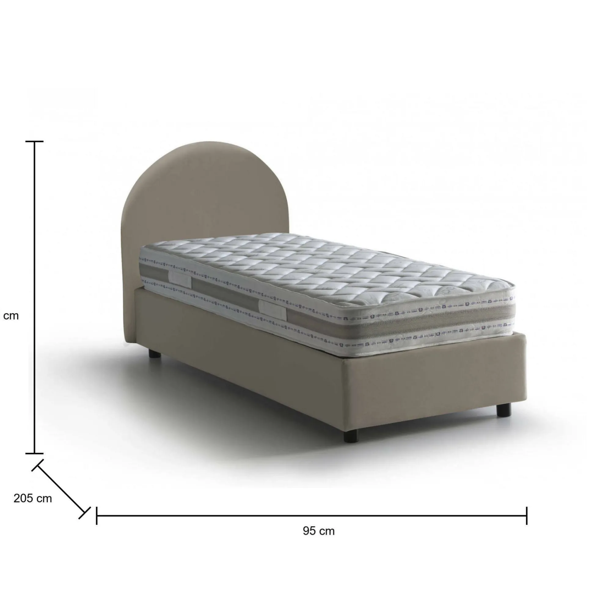Letto singolo Parco, con materasso Cm 80x190 incluso,<Dmora Cheap