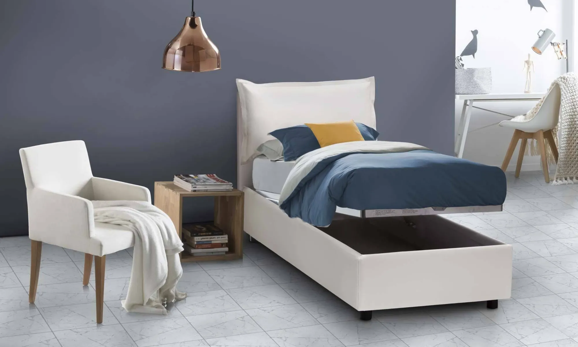 Letto singolo Perpetue, adatto per materasso Cm 80x200,<Dmora Best