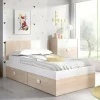 Letto singolo Rashmi, 97x196 h79 cm, Bianco e Rovere<Dmora Store